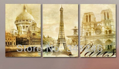 2013 hand-painted hi-q modern art home decorative cityscape oil painting on canvas the eiffel tower in paris 3pcs/set framed