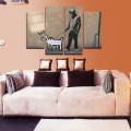 2015 4 pcs banksy cute dog wall art picture modern home decoration living room or bedroom canvas print painting wall picture