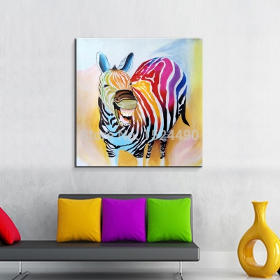 2015 sell !! happy colorflu donkey oil painting on canvas abstract animal handpainted wall art for home decoration 90x90cm