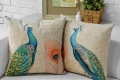 2pcslot brand cotton linen blend peafowl peacock feathers cushion car pillow shell home car decor 18'' * 18'' 45cm * 45cm