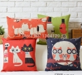 4pcs/lot home decor back cushion cover animal throw pillow case 45*45cm cotton linen dog and cat printing cartoon pillow cover