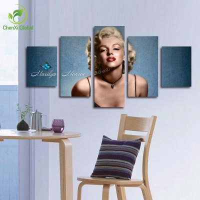 5 piece canvas art sexy marilyn monroe oil painting on canvas wall art posters prints picture for living room home decorations