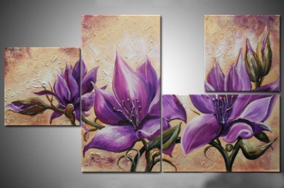 abstract flower hand painted 4 pieces group oil painting on canvas tds-th151