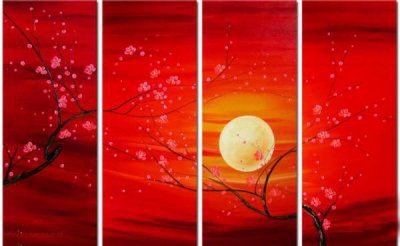 abstract landscape hand painted 4 pieces group oil painting on canvas tds-th290