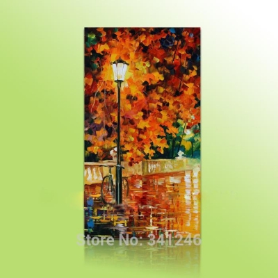 hand-painted big size modern wall art home decoration for hall autumn street tree palette knife landscape oil painting on canvas