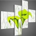 hand-painted modern green lily flower oil painting 5pcs/set picture canvas art for living room abstract paintings wall art