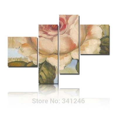 hand-painted modern home hang wall art decoration abstract for living room bedroom retro pink rose oil painting on canvas framed