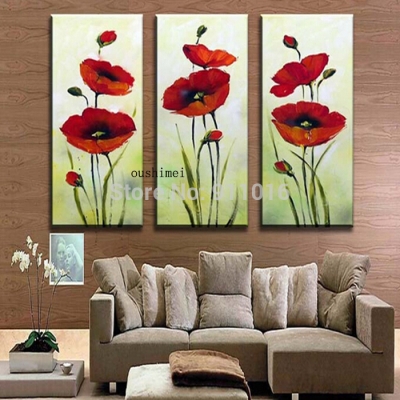 hand painted red abstract flower paintings for room wall decor home decor oil painting on canvas pictures on wall craft