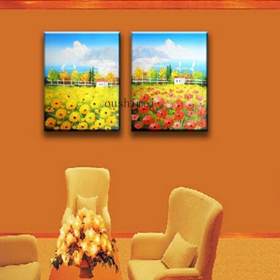 hand painted sunflower landscape modern wall painting home decor art picture paint on canvas for living room wall craft