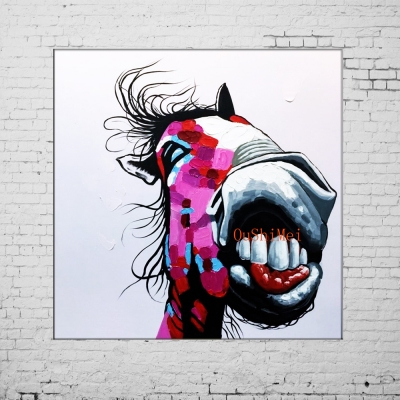 handmade modern oil paintings funny animals horse painting on canvas acrylic paintings hang pictures wall art abstract picture