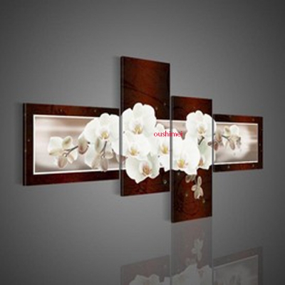 handmade modern wall art home decor oil painting on canvas 4pcs/set no framed white flowers painting original art