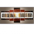 handmade oil painting wall art b and w light golden home decoration landscape oil painting on canvas 5pcs/set