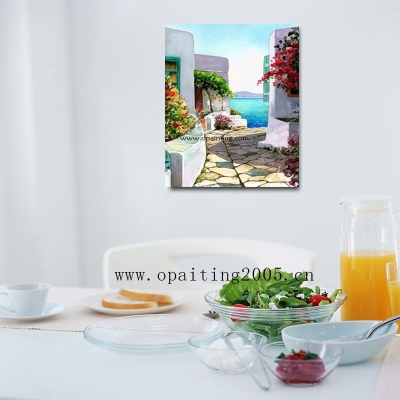 handmade painting living room decoration grecian architecture landscape canvas wall art white wall scene picture shipment