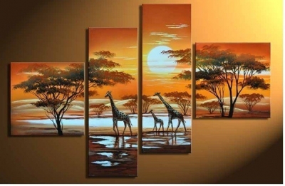 handmade wall art picture sunrise landscape oil painting on canvas home decor paintings for living room hang paintings elephant