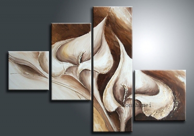 handpainted 4 p modern abstract oil paintings on canvas wall art lily flower pictures for home decor craft for room decor