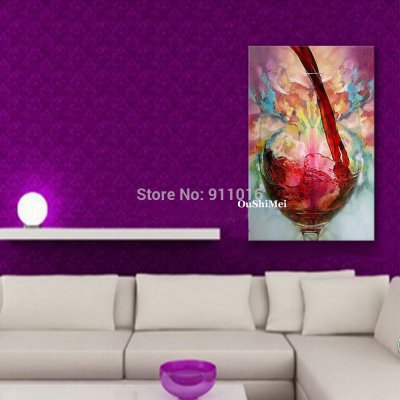 hang painting hand painted red wine glass oil painting still pictures abstract on canvas wall art home decor paintings