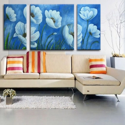 picture no frame hand painting blue flowers oil painting home decorative paintings mural trippings modern paint on canvas craft