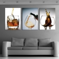 sell 3 panels modern vintage kitchen wine glass wall painting flower art picture paint on canvas prints for home home decor