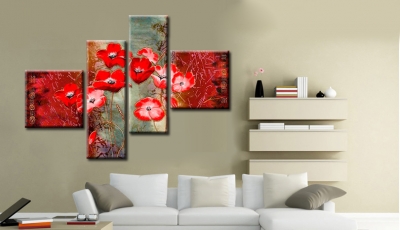 sell 4pcs abstract hand painted flower home wall decor art oil painting on canvas for living room