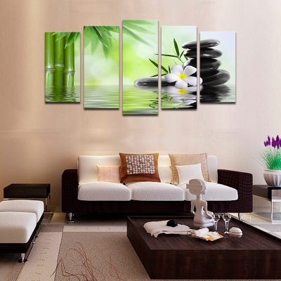 unframed 5 piece bamboo stone scenery modern home wall decor canvas picture art hd print painting on canvas for home decor