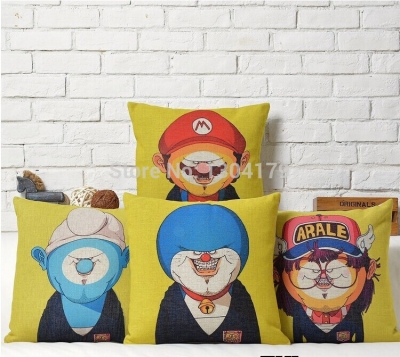 whole! 4 pcs retro nostalgia home pillow cover linen cotton animals new cushion cover 45cm x 45cm