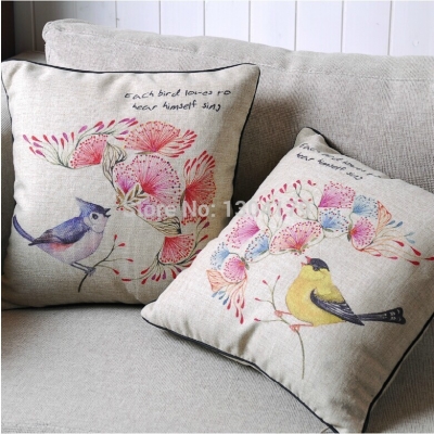 whole printing cushion cover decorate pillows hand-painted parrots watercolor birds pillow cover sofa cover