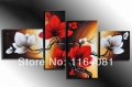 hand made promotion bloom sky red flowers high q. abstract landscape wall home decor oil painting on canvas 4pcs/set