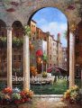 2013 hand-painted hi-q modern wall art home decorative impression cityscape huge size oil painting on canvas water villa 1pc/set