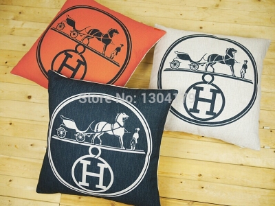 2014 new lines horses sofa cushion pillow car 3pcs cotton linen pillow cover decorative throw pillows