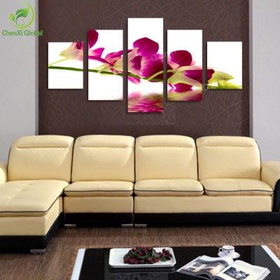 2015 5 panel printed impressionist flower canvas art picture oil painting cuadros decoracion home decor for bed room unframed