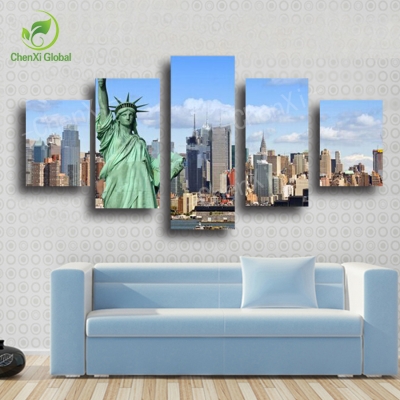 2015 s without frame 5 panels picture new york city hd canvas print painting artwork wall art canvas painting whole