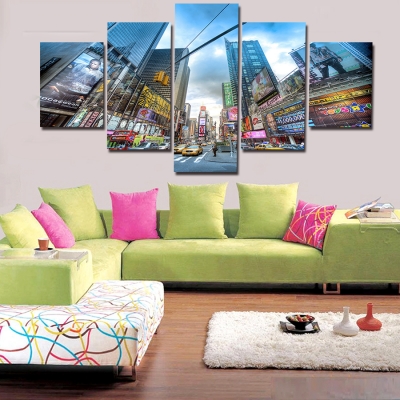 2016 new 5 pcs city large canvas print painting for living room, wall art picture gift,decoration home picture unframed