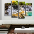 4 panel the waterfall with tree large hd picture decorative art print painting on canvas for living room wall unframed