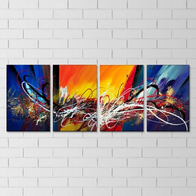 abstract hand painted 4 pieces group oil painting on canvas tds-th044