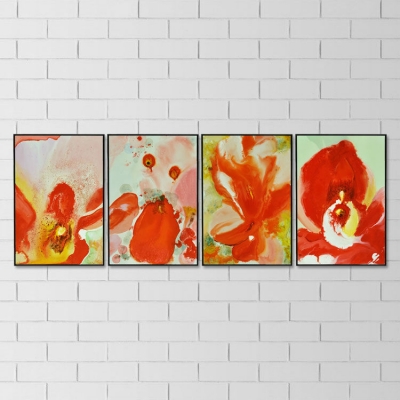 abstract hand painted 4 pieces group oil painting on canvas tds-th045