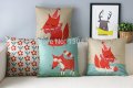 creative cute animal bear&fox&lion printed linen bedding sofa cushion cover pillow case whole