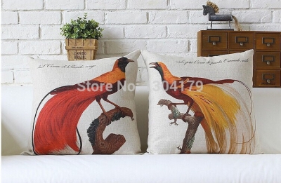 decorative cushion covers cotton & linen pillow cover cushion case, 18 x 18 inch,bird cushion cover