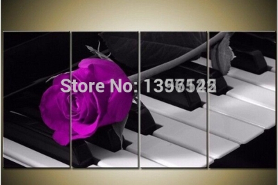 for sell 4pcs modern abstract art oil painting wall decor on canvas purple roses wall art home decoration