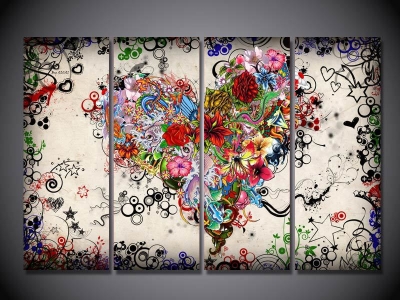 framed printed flower line pattern painting children's room decor print poster picture canvas f/1441