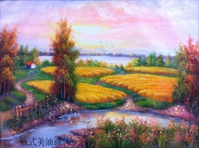 hand painted landsacpe for living room art oil painting on canvas wall art harvest scene home decoration autumnal scenery