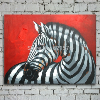 hand-painted modern european home decoration wall art picture abstract black white zebra oil painting on canvas art framed