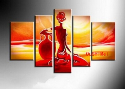 hand painted sunrise landscape group of oil paintings hang pictures on canvas modern women paintings for living room wall decor