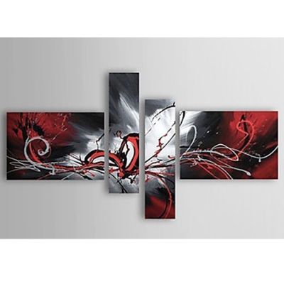 hand-painted wall art red and black passion home decoration abstract landscape oil painting on canvas 4pcs/set