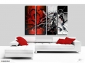 large 4 piece group red and black wall art modern abstract home decor artwork oil painting on canvas