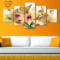 (no frame)picture noble and beautiful phalaenopsis 5 panels/set hd canvas print painting artwork, wall art picture canvas print.