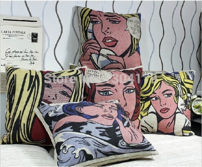 pastoral retro pop art portrait cushion linen pillow cushion cotton cushion cover decorate sofa cushions 45*45cm 5pcs/lot