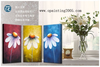 shipment handmade living room abstract modern decoration art oil painting 3 piece of flowers canvas wall art