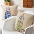 whole! 2 pcs cat blue and green cat cushion pillow cover line cotton sofa cushion cover 45cmx45cm