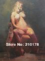 whole oil painting nude sexy woman modern wall decor art oil painting hand-painted df-127 joanna with green