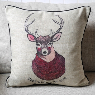 2014 new fashion deer creative cute colored personalized cartoon pillow cover linen sofa cushion cover throw pillow n 1pcs